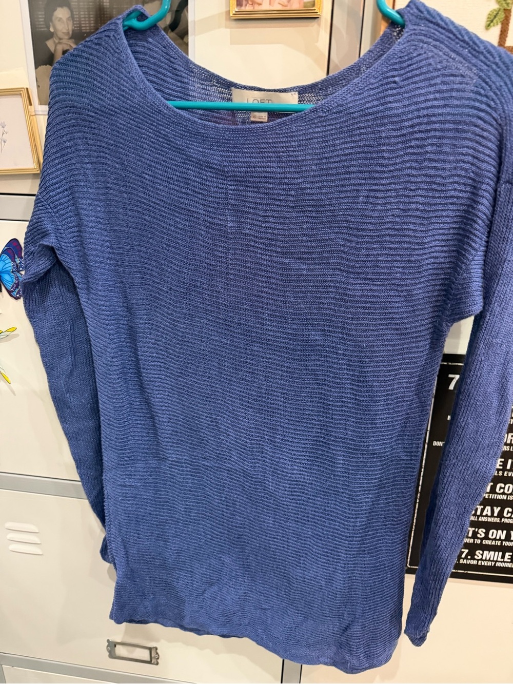 LOFT Indigo Ribbed Crewneck Sweater